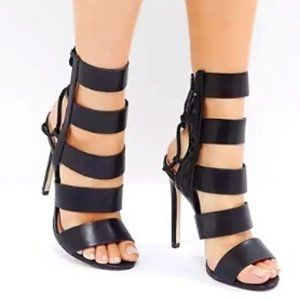 Aldo Hawaii High Rise Gladiator Sandals, Peep toe, Black